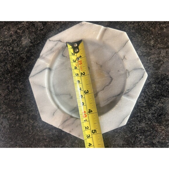 Vintage Mid Century Carved Polished Onyx Marble Natural Stone Octagon Ashtray - Picture 4 of 6
